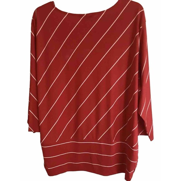 Violet B Women’s 4X Top Red White Stripe Pullover Banded Stretch Tunic - Picture 3 of 4